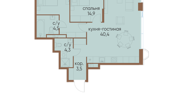 2-к. квартира, 84 м²