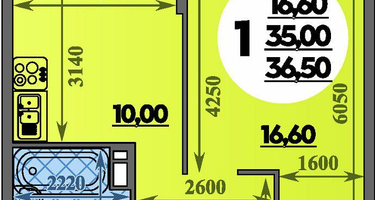 1-к. квартира, 36 м²