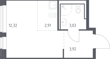 Студия, 22&nbsp;м²