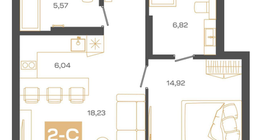 3-к. квартира, 55 м²