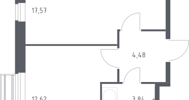 1-к. квартира, 38&nbsp;м²