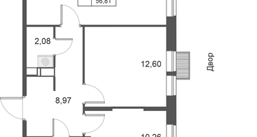 2-к. квартира, 56&nbsp;м²