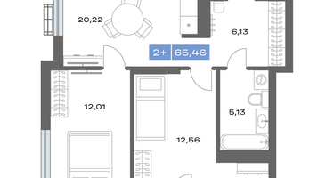 2-к. квартира, 59 м²