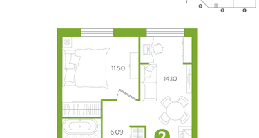 2-к. квартира, 36&nbsp;м²