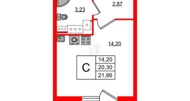 Студия, 21&nbsp;м²
