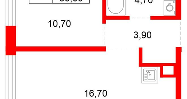 1-к. квартира, 36&nbsp;м²