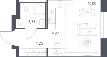 Студия, 22&nbsp;м²
