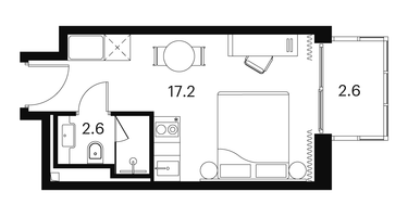 1-к. квартира, 22&nbsp;м²