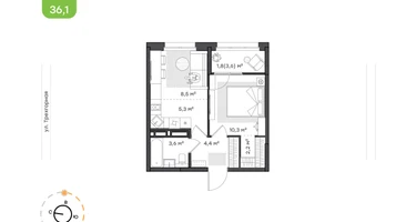 1-к. квартира, 36 м²