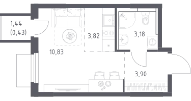 Студия, 22&nbsp;м²