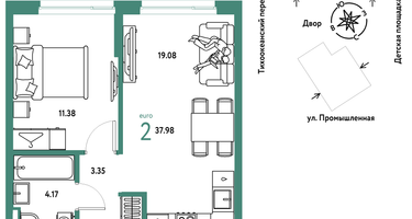 2-к. квартира, 37&nbsp;м²