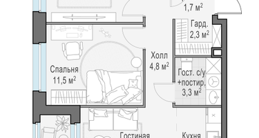 3-к. квартира, 59&nbsp;м²