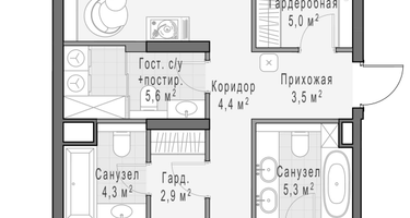 2-к. квартира, 102&nbsp;м²