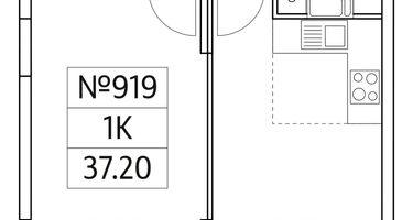 1-к. квартира, 37&nbsp;м²