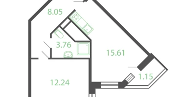 1-к. квартира, 41&nbsp;м²