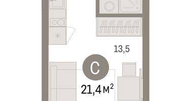 Студия, 21&nbsp;м²
