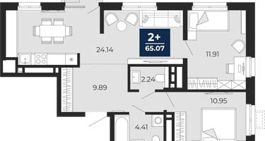 2-к. квартира, 63 м²