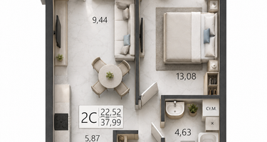 2-к. квартира, 37 м²