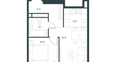 2-к. квартира, 39&nbsp;м²