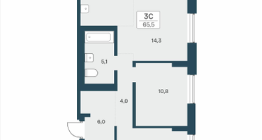 3-к. квартира, 65&nbsp;м²