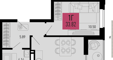 1-к. квартира, 33&nbsp;м²