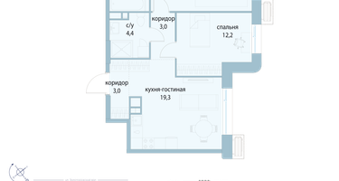 2-к. квартира, 61 м²
