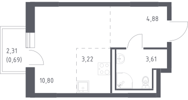 Студия, 23&nbsp;м²