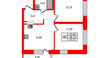 2-к. квартира, 47&nbsp;м²