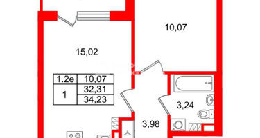 1-к. квартира, 32 м²
