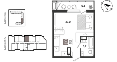 Студия, 31 м²