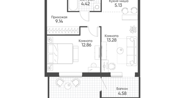2-к. квартира, 49 м²