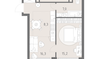 2-к. квартира, 46&nbsp;м²