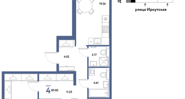 4-к. квартира, 85&nbsp;м²
