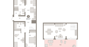 3-к. квартира, 174&nbsp;м²