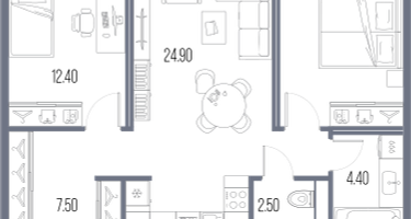 1-к. квартира, 42&nbsp;м²