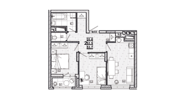 2-к. квартира, 53&nbsp;м²