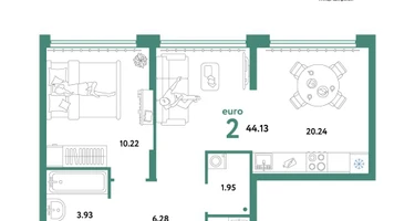 2-к. квартира, 44&nbsp;м²