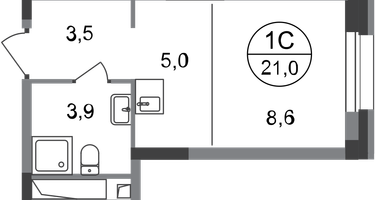 Студия, 21&nbsp;м²