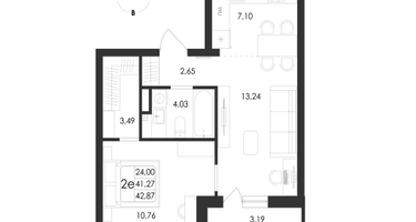 2-к. квартира, 42&nbsp;м²