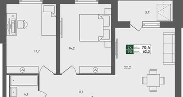 2-к. квартира, 70&nbsp;м²