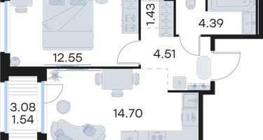 1-к. квартира, 39 м²