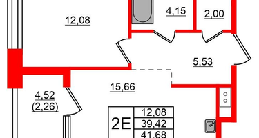 1-к. квартира, 41 м²