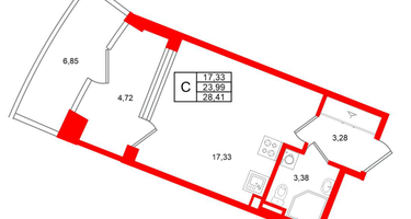 Студия, 23 м²