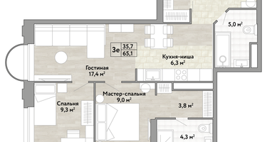 2-к. квартира, 65&nbsp;м²