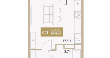 Студия, 24&nbsp;м²