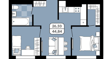 Студия, 44&nbsp;м²