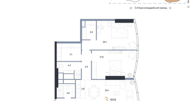 3-к. квартира, 123&nbsp;м²