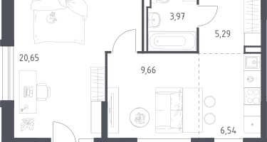 Студия, 46&nbsp;м²