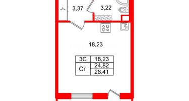 Студия, 24&nbsp;м²