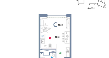 Студия, 22&nbsp;м²